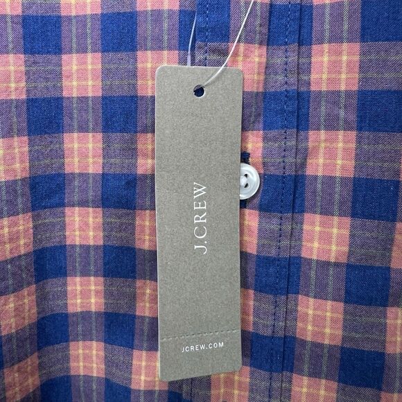 J.CREW Secret Wash Slim Fit Button Down Shirt Mens Small Orange Blue Plaid NWT - Picture 7 of 14